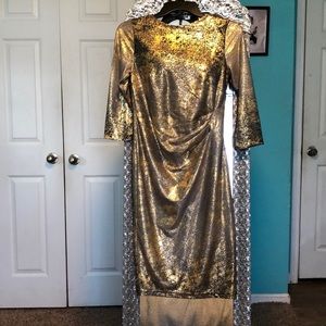 Gold half sleeve mini dress